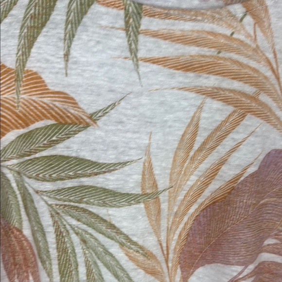 Tahari 100% Linen Green and Orange Tropical Short Sleeve Top Size Large - Picture 6 of 9